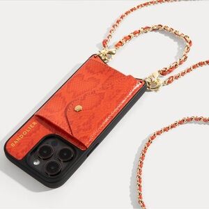 Bandolier Lily Duet Orange Crossbody with Gold Chain